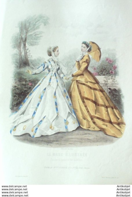 Gravure Mode illustree 1866 # 26 (Old Fashion plate)
