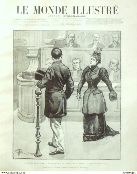 Le Monde illustré 1893 n°1877 Procès de Panama Soinoury Cottu Ernest Lavisse