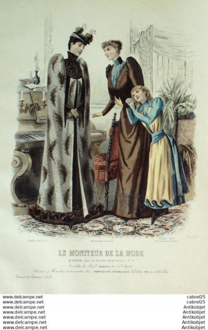 Gravure Mode Le Moniteur 1890 # 44 (Old Fashion plate)