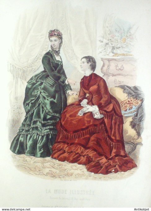 Gravure Mode illustree 1871 # 13 (Old Fashion plate)