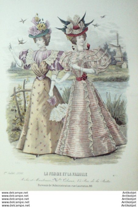 Gravure Mode La Femme & La Famille 1896 # 07 (Old Fashion plate)