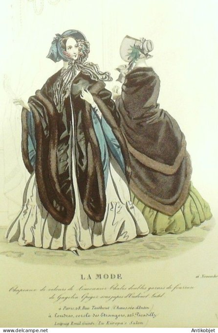 Gravure La mode 1839 # 42 (aquarelle old Fashion plate)