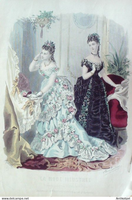Gravure Mode illustree 1874 # 52 (Old Fashion plate)