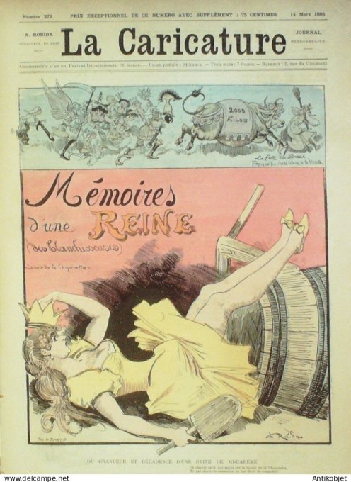 La Caricature 1885 #272 Mémoires d'une reine des blanchisseuses Robida Boeuf Gras