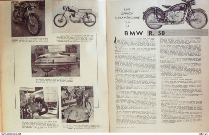 Moto Revue 1957 n° 1322 Bougie Fourche Oscillo Bsa Salon Milan Bmw R50