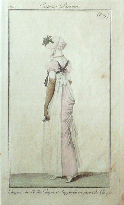 Gravure Mode Costume Parisien 1807 #  829 (eau forte old Fashion plate