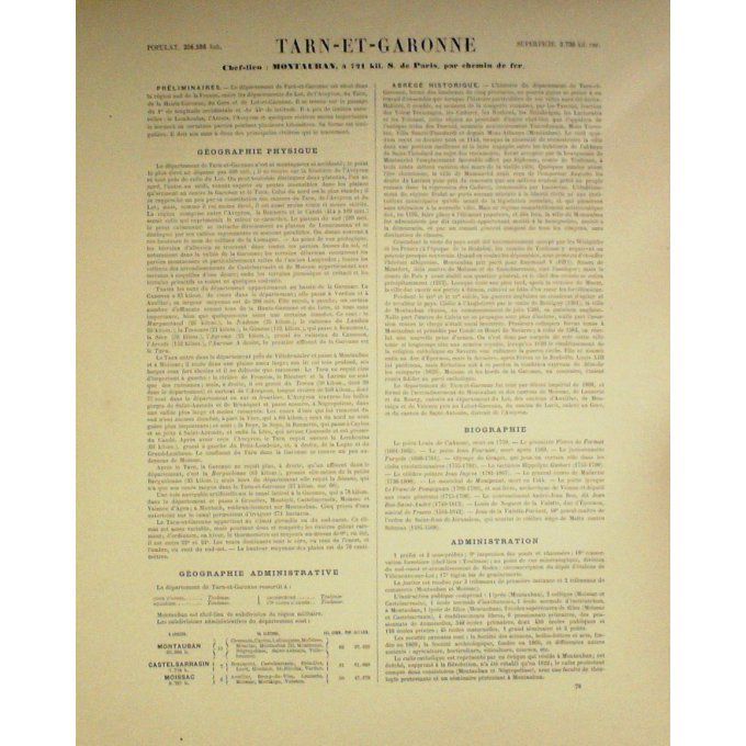 Carte TARN et GARONNE (82) MONTAUBAN Graveur LECOQ WALTNER BARBIER 1868