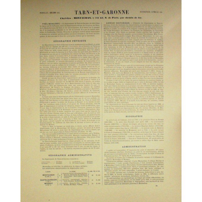 Carte Tarn Et Garonne (82) Montauban Graveur Lecoq Waltner Barbier 1868