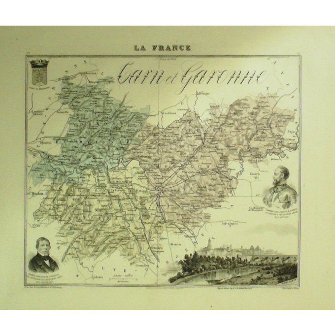 Carte Tarn Et Garonne (82) Montauban Graveur Lecoq Waltner Barbier 1868