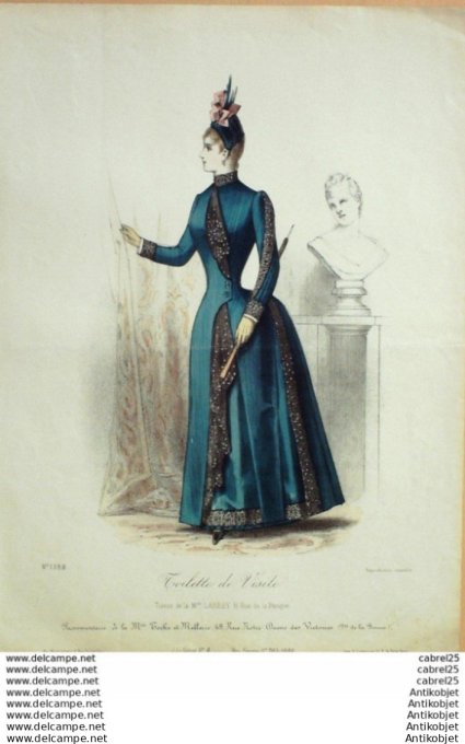 Gravure Mode Le Coquet 1888 # 04 (Old Fashion plate)