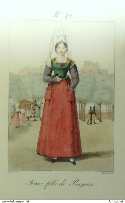 Normandie Bayeux (14) Paysanne signé G.J Gatine XIXème