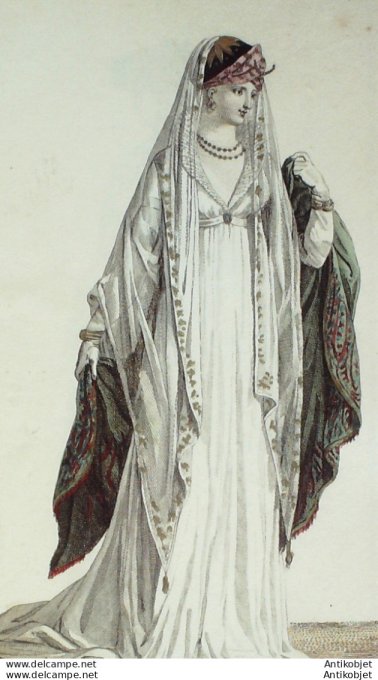 Gravure de mode Costume Parisien 1805 n° 626 (An 13) Grande parure