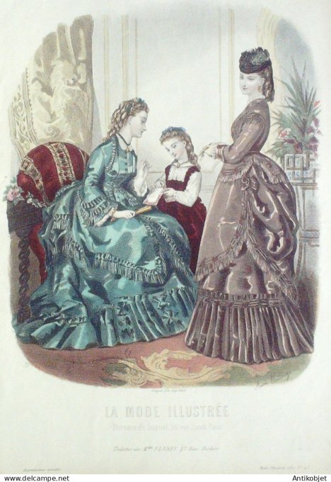 Gravure Mode illustree 1871 # 47 (Old Fashion plate)