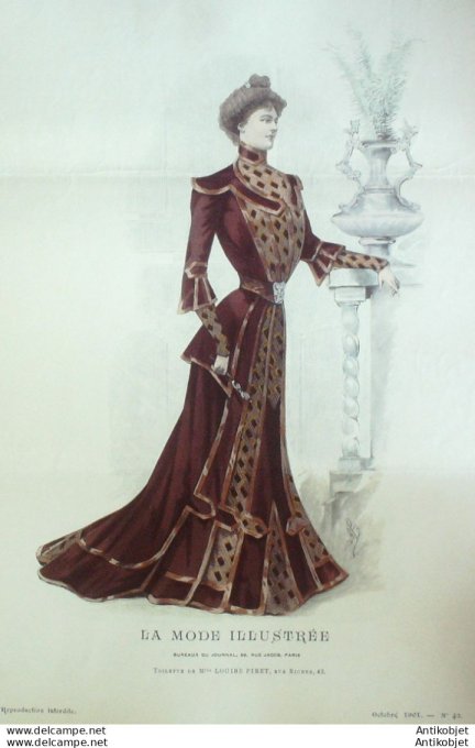 Gravure Mode illustree 1901 # 42 (Old Fashion plate) rare