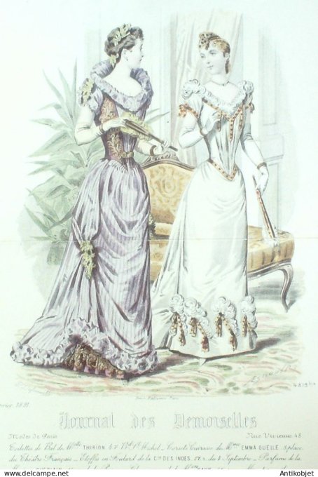 Gravure Mode J.Demoiselles 1891 # 4819b (Old Fashion plate)