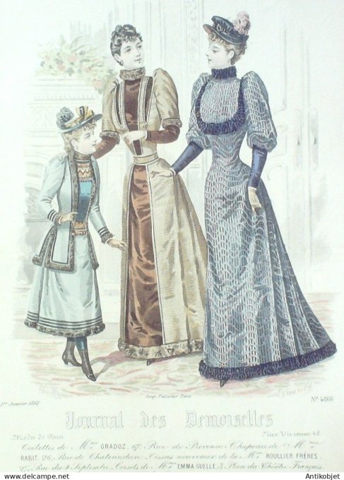 Gravure Mode J.Demoiselles 1891 # 4866 (Old Fashion plate)