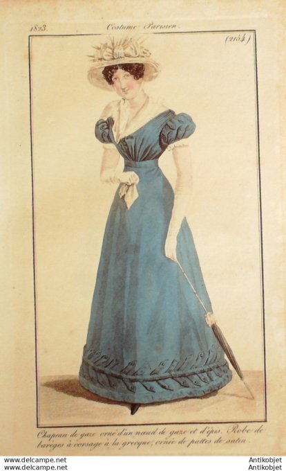 Costume Parisien 1823 # 2154 Robe de Barèges à corsage