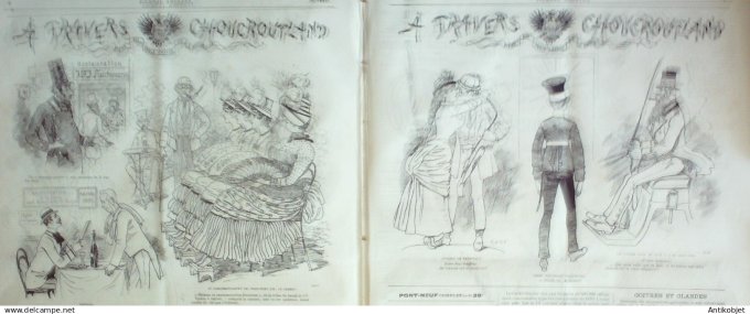 Le Journal Amusant 1884 # 1467 A travers choucroutland biere qui coule amasse de la mousse par Mars