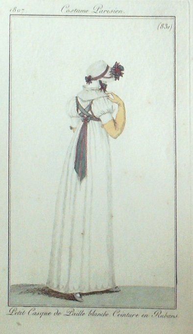 Gravure Mode Costume Parisien 1807 #  831 (eau forte old Fashion plate