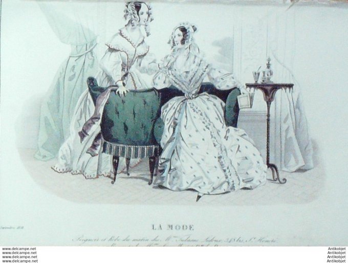 Gravure La mode 1838 # 31 (aquarelle old Fashion plate)
