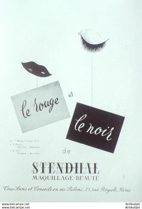 Publicite Cosmetique Stendhal Le rouge & Le noir 1978