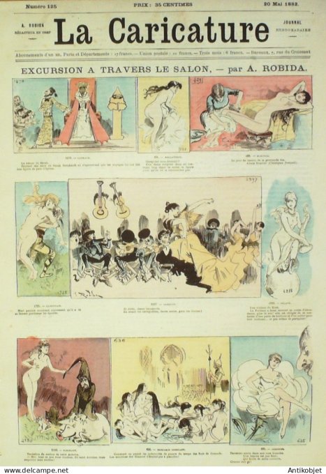 La Caricature 1882 #125 Excursion du salon Robida l'Hippodrome Bach
