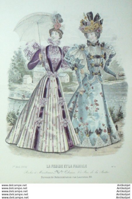 Gravure Mode La Femme & La Famille 1896 # 04 (Old Fashion plate)