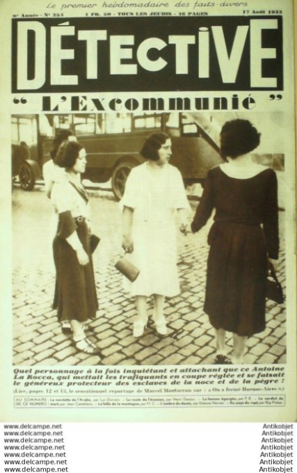 Détective 1933 # 251 Montagny Marseille Nice Paris Cassure  Guibal