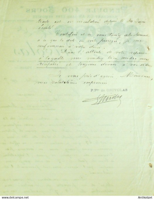 Lettre Ciale Grivolas (Orfèvrerie Pendules) 1908 à Paris 3