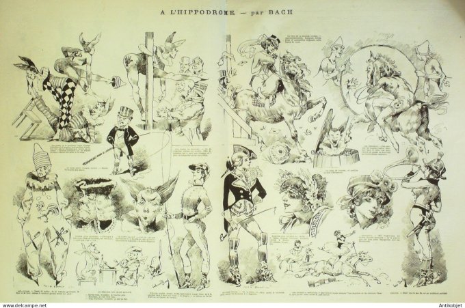 La Caricature 1882 #125 Excursion du salon Robida l'Hippodrome Bach
