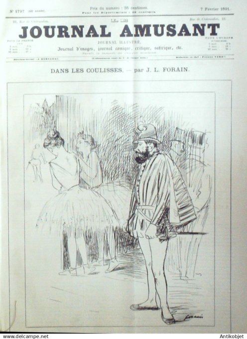 Le Journal Amusant 1891 n°1797 Un chien dans un jeu de quilles Carnaval animaux gras