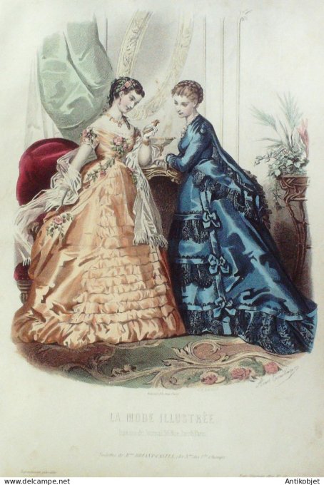 Gravure Mode illustree 1869 # 13 (Old Fashion plate)