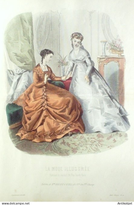 Gravure Mode illustree 1868 #  4 (Old Fashion plate)