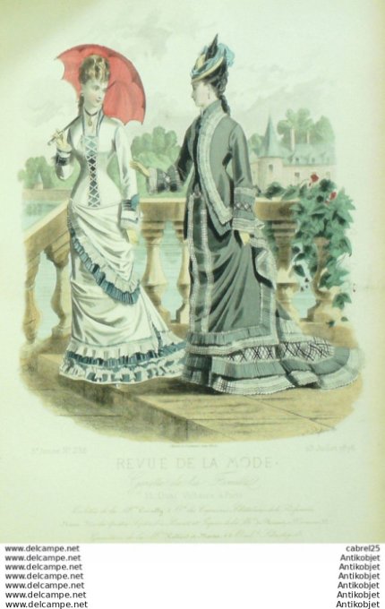 Gravure Mode La Gazette 1876 # 238 (Old Fashion plate)