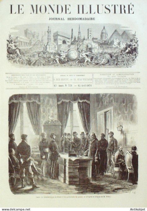 Le Monde illustré 1871 n°731 Courbevoie Meudon Chatillon (92) guerre civile la Guillotine