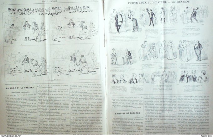 Le Journal Amusant 1891 n°1797 Un chien dans un jeu de quilles Carnaval animaux gras