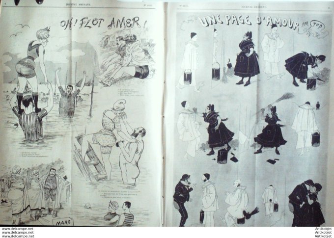 Le Journal Amusant 1891 # 1819 Une page d'amour par Stop Oh flot amer par Mars Le billard par Mauric
