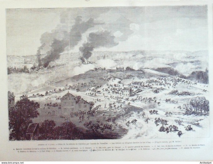 Le Monde illustré 1871 n°731 Courbevoie Meudon Chatillon (92) guerre civile la Guillotine