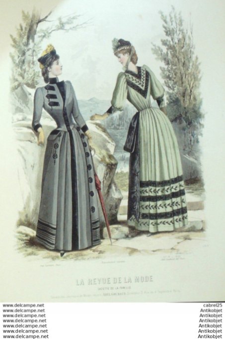 Gravure Mode La Gazette 1889 # 18 (Old Fashion plate)