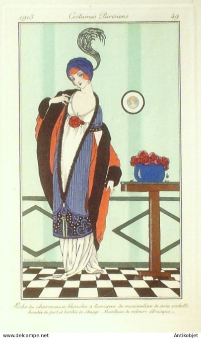 Gravure Mode Costume Parisien 1913 #   49 Pichenot Robert (eau forte)