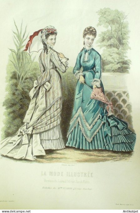 Gravure Mode illustree 1876 # 33 (Old Fashion plate)