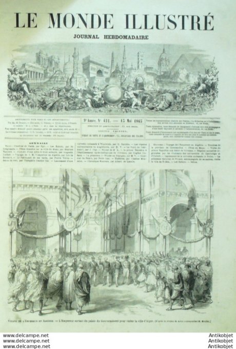 Le Monde illustré 1865 n°422 Alger Babors El Touana Angleterre Oxford Cambridge Divonne