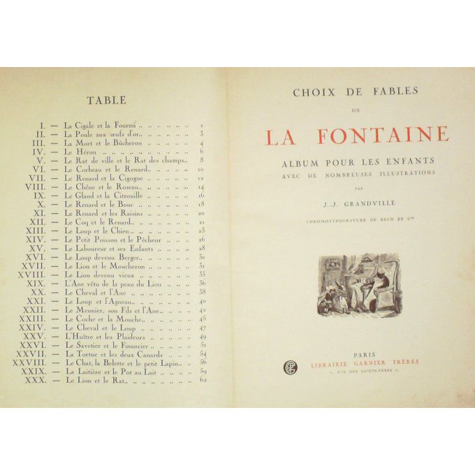 Bd FABLES de la FONTAINE-Illustrations GRANDVILLE 1938