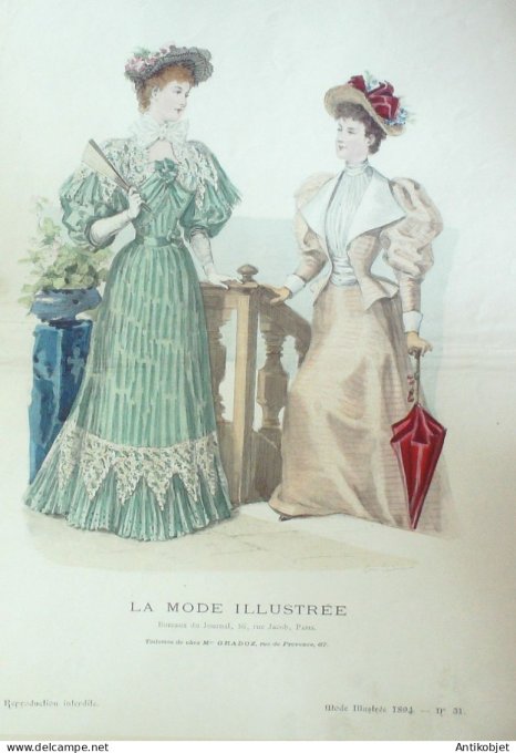 Gravure Mode illustree 1894 # 31 (Old Fashion plate) RARE