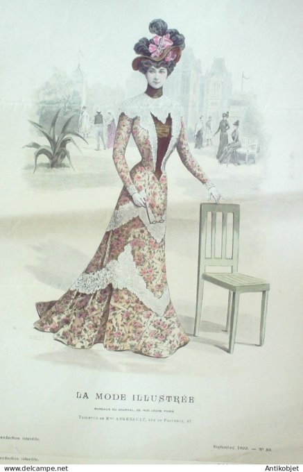 Gravure Mode illustree 1900 # 39 (Old Fashion plate) RARE