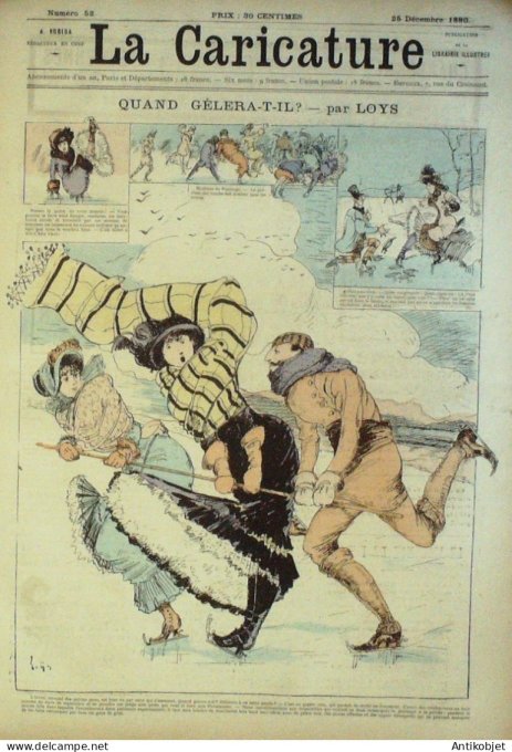 La Caricature 1880 #  52 Quand gèlera---til Loys esquisses maritimes Gino