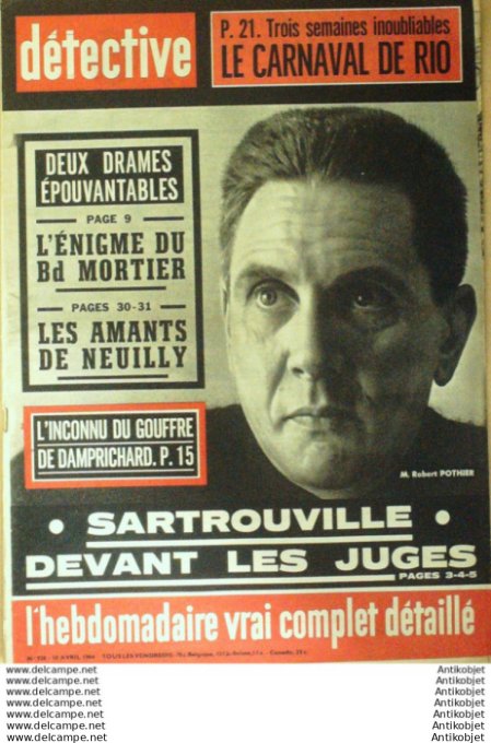 Détective 1964 # 928 Sartrouville St-Etienne Mulhouse Evreux Damprichard Evreux