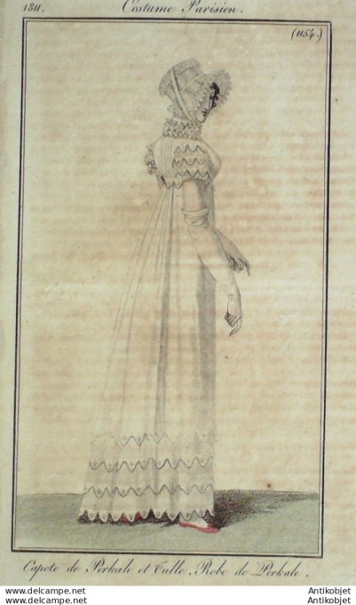 Gravure de mode Costume Parisien 1811 n°1155 Canezou de taffetas