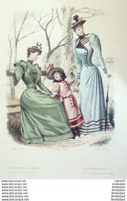 Gravure Mode La Gazette 1892 # 11 (Old Fashion plate)