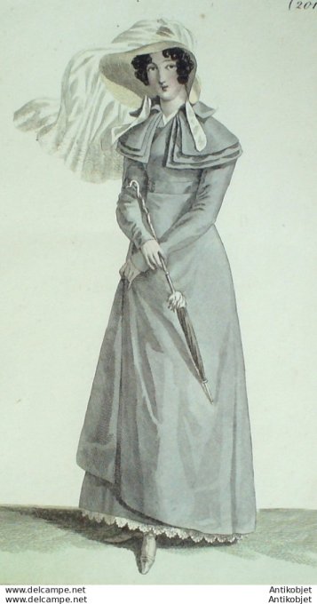 Gravure de mode Costume Parisien 1821 n°2010 Costume de campagne